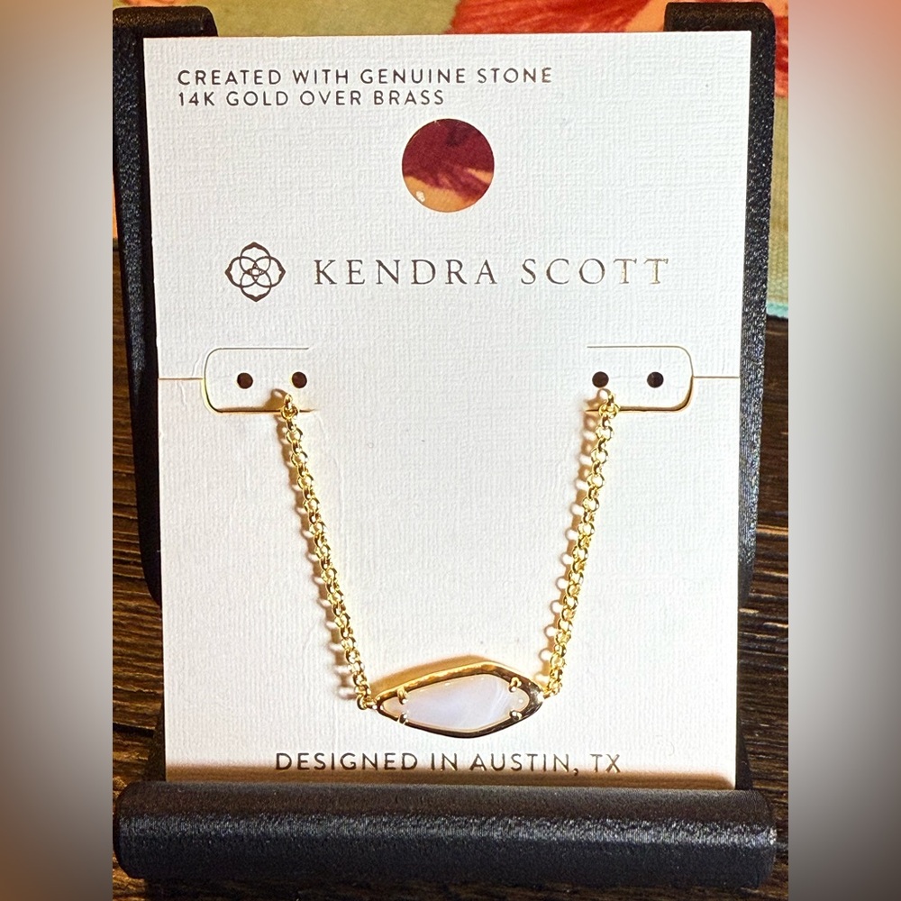Kendra Scott Gold Necklace with Genuine White Stone NWT